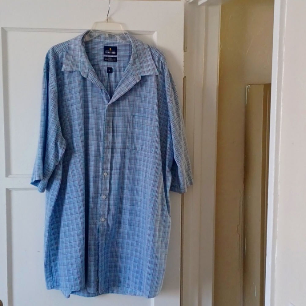 Stafford Mens Big and Tall  X Tall Fit Oxford Plaid Striped Dress Shirt